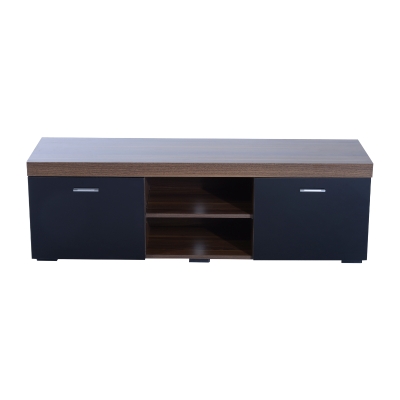 HOMCOM TV Stand Storage Cabinet w/ Shelves-Walnut/Black