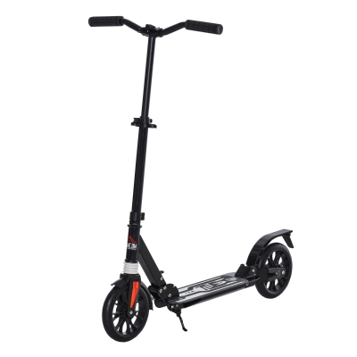 HOMCOM Foldable Adjustable Kick Scooter w/ Rear Wheel Brake, Shock Mitigation for 14+