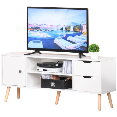 HOMCOM Modern TV Stand Media Console Table Cabinet W/ Storage Shelf Drawers Living Room