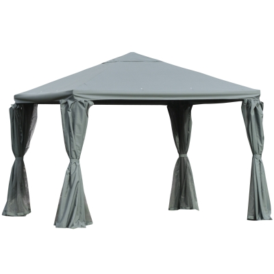 Outsunny 3(m) Outdoor Gazebo Canopy Party Tent Garden Pavilion Aluminum Frame Sidewalls