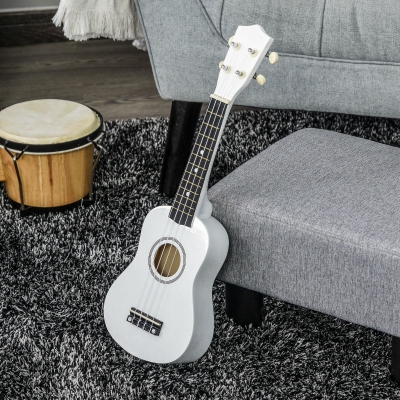 HOMCOM 21" Beginners Basswood Ukulele White