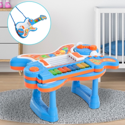 HOMCOM Kids 4 in 1 Electronic Guitar Piano Toy-Multicolour