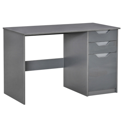 HOMCOM Computer Desk w/ Drawers Modern Writing Workstation for Home Office Study Grey