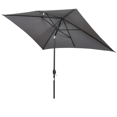 Outsunny 3x2m Patio Umbrella Canopy Tilt Crank Rectangular Sun Shade Steel Dark Grey