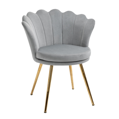 HOMCOM Accent Chair Modern Dining Chair Velvet-Touch Fabric Armchair with Gold Legs