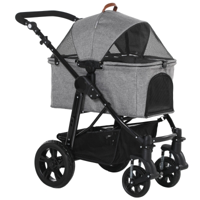 PawHut No-zip Detachable Pet Stroller Foldable Dog Cat Travel Carriage Carrying Bag