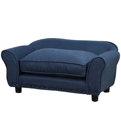 PawHut Dogs Elevated Plush Sponge Sofa Bed Navy