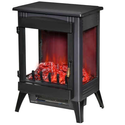 HOMCOM Free standing Electric Fireplace W/Realistic Flame Effect 1000W/2000W Black