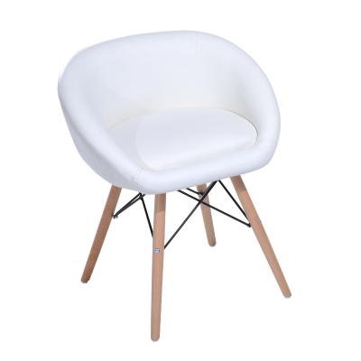 HOMCOM Faux Leather Lounge Chair W/Solid Wooden Legs-White