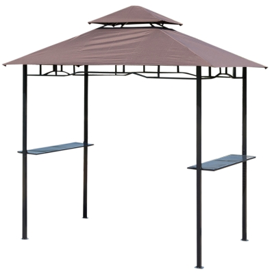 Outsunny 8ft DoubleTier BBQ Gazebo-Coffee