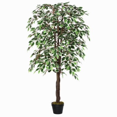 Outsunny Artificial Ficus Plant Realistic Fake Tree Potted Home Office Décor 160cm
