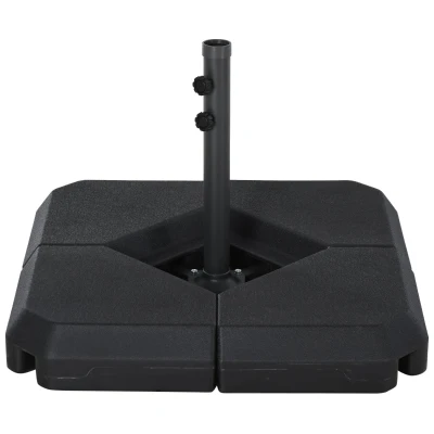 Outsunny Umbrella Stand Fitting 2" Poles and Steel Base with 4 Fillable Plastic Weights, 4 Gal. Capacity Each - Black
