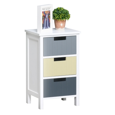 HOMCOM Chest of Drawers Storage Side Cabinet w/ 3 Detachable Drawers Home Furniture