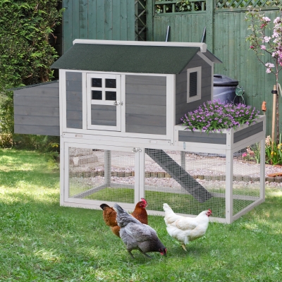 PawHut 160cm Wooden Chicken Coop Hen Hutch Poultry House Nesting Cage Planting Box