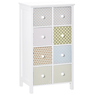 HOMCOM Chest of Drawers, 8 Drawer Dresser, Storage Cabinet for Bedroom Living Room