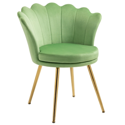 HOMCOM Accent Chair Modern Dining Chair Velvet-Touch Fabric Armchair with Gold Legs