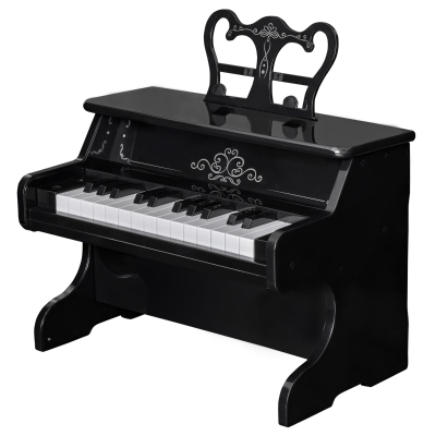 HOMCOM Kids 25-Key ABS Pretend Play Grand Piano Black