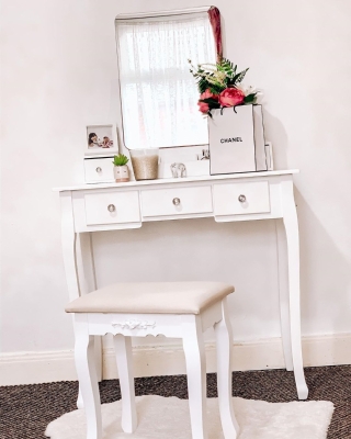 HOMCOM MDF 5-Drawer Dressing Table w/ Stool White