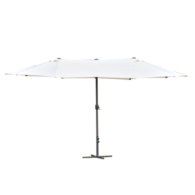 Outsunny 4.6M Sun Umbrella Canopy Double-sided Crank Sun Shade w/ Cross Base Off White
