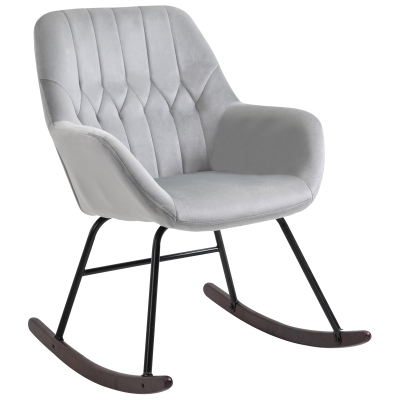 HOMCOM Modern Rocker with Steel Frame Sponge Padding for Home Office Grey