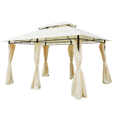 Outsunny Metal Gazebo with Curtains 4 X 3 Beige
