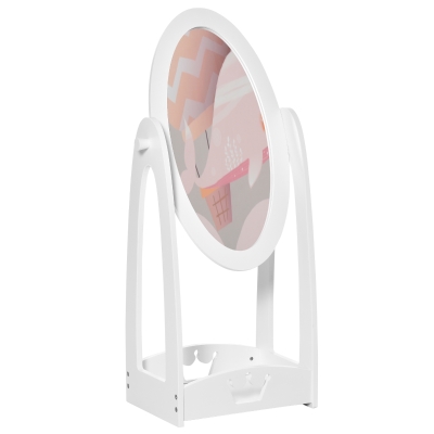 HOMCOM Free Standing Kids' Dressing Mirror with storage For 3- 8 Years Old White