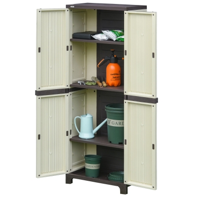 Outsunny Garden Cabinet Shed, Double-Door, 65Lx37Wx172H cm-Beige