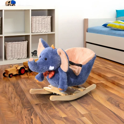 HOMCOM Children Rocking Seat Elephant Blue/Beige