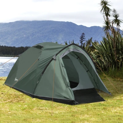 Outsunny Dome Tent Waterproof Green for 3-4 Persons