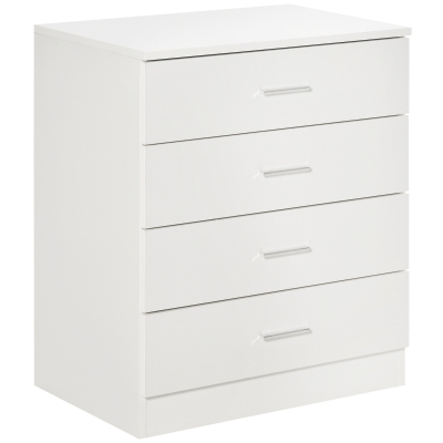 HOMCOM Storage Cabinet Vertical Drawer Chest of 4 w/ Metal Rails Anti-Tip, White