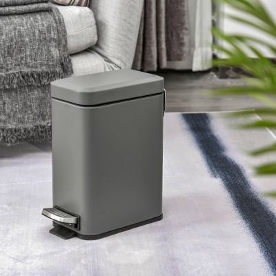 HOMCOM 5L Step to Open Pedal Kitchen Bathroom Bin - Grey