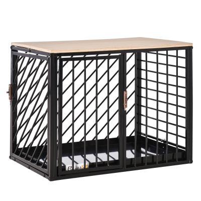 PawHut Heavy Duty Steel Mini & Small Dog Crate w/ Tray Black 61L x 44W x 49H cm