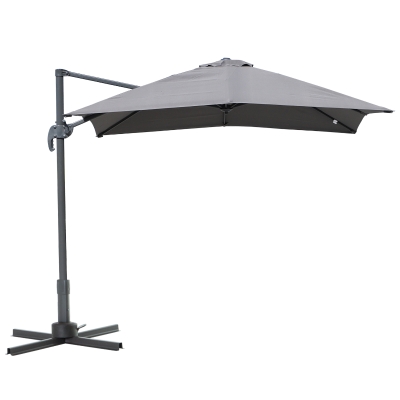 Outsunny Square Umbrella Parasol W/360° Rotation, 245Lx245Wx248H cm-Grey