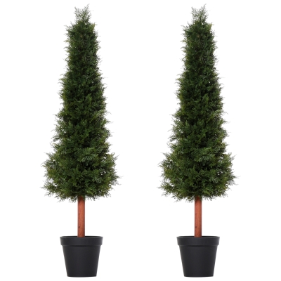 Outsunny Set of 2 Artificial Pine Trees Fake Plant Potted Home Office Décor, 150cm