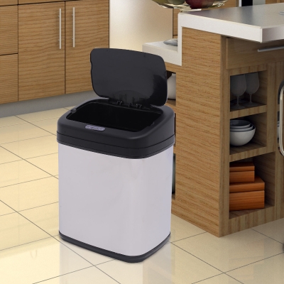 HOMCOM 20L Stainless Steel Sensor Trash Can W/ Bucket-Chrome