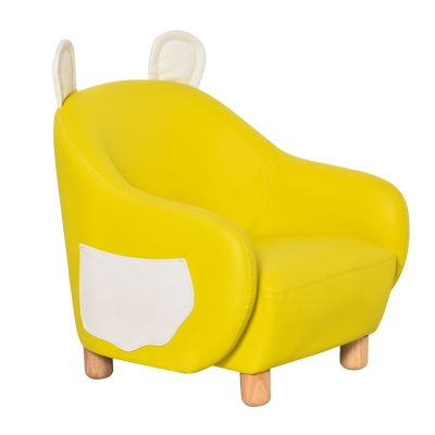 HOMCOM Cute Animal Kids Sofa Chair PU Leather Comfy Armchair for Children Room Yellow