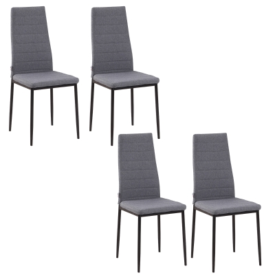 HOMCOM High Back Dining Chairs Upholstered Linen-Touch Fabric Accent Chairs Set of 4