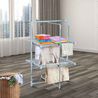 HOMCOM 2-Tier Indoor Electric Heated Clothes Airer-Silver