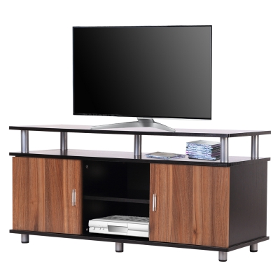 HOMCOM Particle Board TV Stand Media Centre Unit Wood Tone