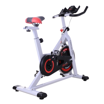 HOMCOM Adjustable Racing Exercise Bike W/Resistance-White/Red/Black