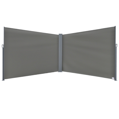 Outsunny Patio Retractable Double Side Awning Folding Privacy Screen Fence Sun Shade