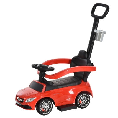 HOMCOM Toddlers Push Along Car Licensed PP Mercedes-Benz Ride On Stroller Red