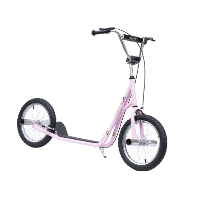 HOMCOM Stunt Scooter Non-Electric Pneumatic 16" Tyres Scooter-Pink