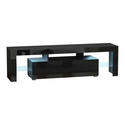 HOMCOM High Gloss TV Stand Cabinet W/ LED RGB Lights, Remote Control and Storage Black
