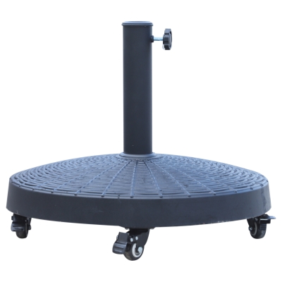 Outsunny Resin Patio Parasol Base Umbrella Stand, Weight Deck Holder W/Wheels-Black
