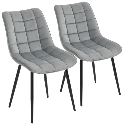 HOMCOM Upholstered Velvet-Touch Fabric Dining Chairs with Metal Legs, Set of 2