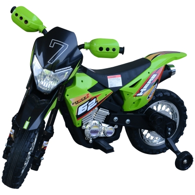 HOMCOM Childrens Motorbike Ride On Car Electric 6V Battery Kids Toy 4-Wheel for 3-6 Years Old Green