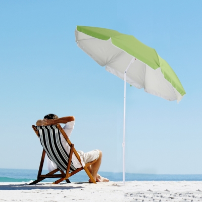 Outsunny 1.7m x 2m Tilted Steel Frame Beach Parasol Green
