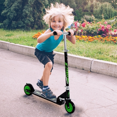 HOMCOM Adjustable Aluminium Kids Scooter-Green