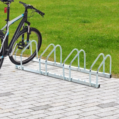 HOMCOM 4-Bike Floor Bike Stand-Silver